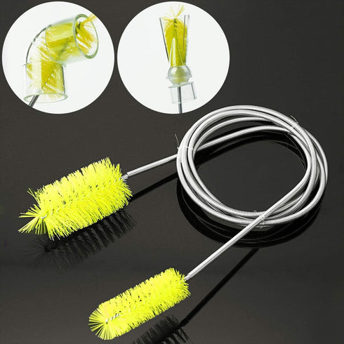 Stainless Double Ended Flexible Cleaning Brush for Canister Filter Tube Hose Pipe in Fish Tank Aquarium (Yellow)