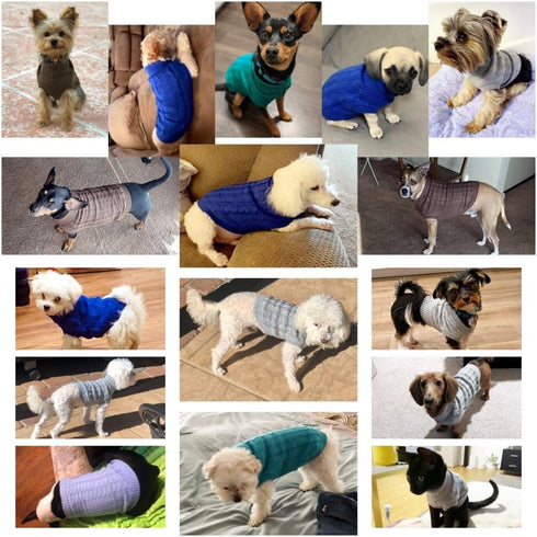 CHBORCHICEN Small Dog Sweaters - Knitted Pet Cat Warm Sweatshirt for Winter (Large, Dark Blue)