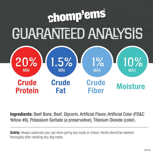 Chomp'ems Stuffed Rib Eye Bone, 6" Peanut Butter, 1pk, Healthy Dog Treats