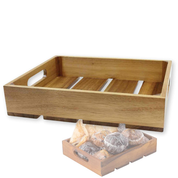 TableCraft Products CRATE12 Gastro Serving and Display Crate - Acacia Wood, 12 3/4" x 10 1/2" x 2 3/4"