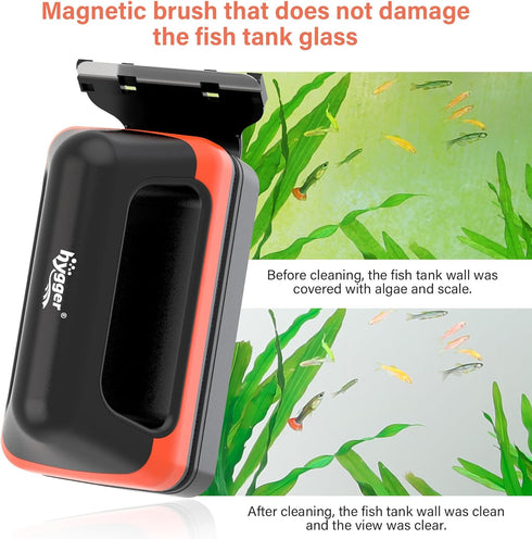 hygger Fish Tank Magnetic Glass Cleaner Two Detachable Algae Scraper for Aquarium Fish TankFloating Scrubber Brush