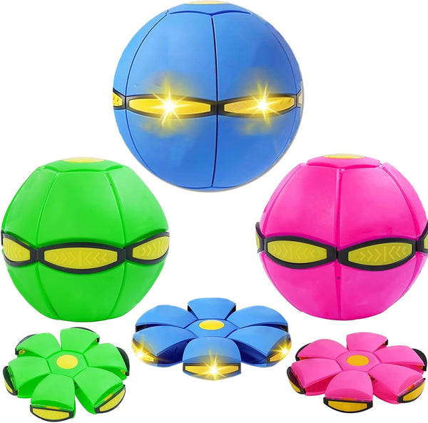 FlidRunest 3PCS Flying Saucer Ball Toy - Interactive Dog Disc Ball with 3 Lights for Dogs Games