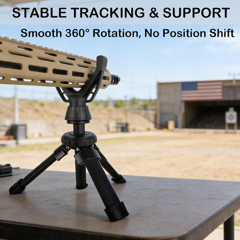360 Portable Shooting Tripod with Rotating & Removable V Yoke - Adjustable Height Rifle Rest Stand for Hunting, Target