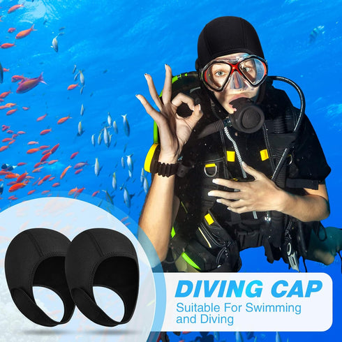 Jecery 2 Pcs Neoprene Diving Hood - Thermal Wetsuit Hood Cap Swim Caps with Chin Straps for Men Women