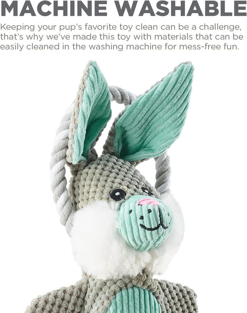 Outward Hound Scrunch Bunch Bunny - Interactive Plush Squeaky Dog Tug Toy