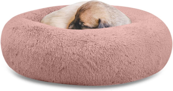 SAVFOX Plush Calming Dog Beds, Donut Bed for Small to X-Large Dogs, Faux Fur, Washable, Multiple Sizes