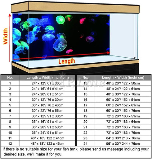 Jellyfish Aquarium Background Poster PVC Fish Tank Decorations Landscape (24" x 12"/ 61 x 30cm)