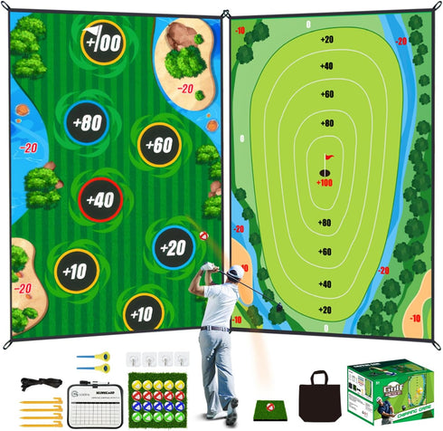 AETISY Golf Chipping Game Mat Double Sided,40 pcs Golf Game Set with 65