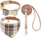 EXPAWLORER Small Dog Collar and Leash Set - Plaid Bow Tie and Bandana Collar with Bell, Adjustable for Small Medium Dogs