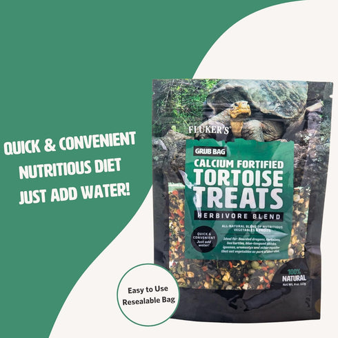 Fluker's Grub Bag, Calcium Fortified Tortoise Treats, All Natural Herbivore Blend for Tortoise and Herbivore Pets, 4 oz