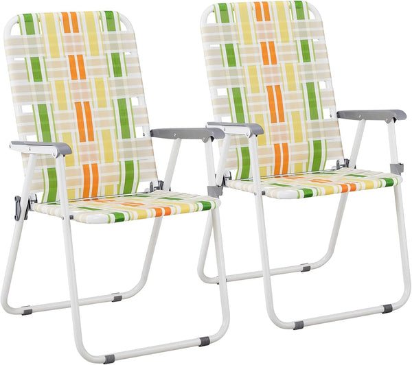 Set of 2 Folding Backpack Beach Chairs,Patio Lawn Webbed Folding Beach Chairs,