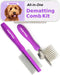 Pain-Free Dematting Comb Kit for Dogs & Cats, Dual-Side Detangling Comb Set, Dematting Brush for Long Haired Pets