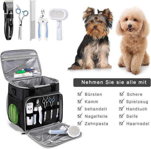 Dog Grooming Supplies Organizer Tote - Black, Perfect for Grooming Tools