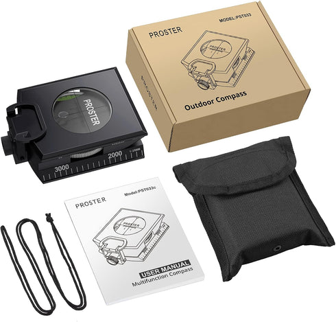 Proster IP65 Hiking Compass with Sighting Clinometer, Waterproof Metal Camping Compass