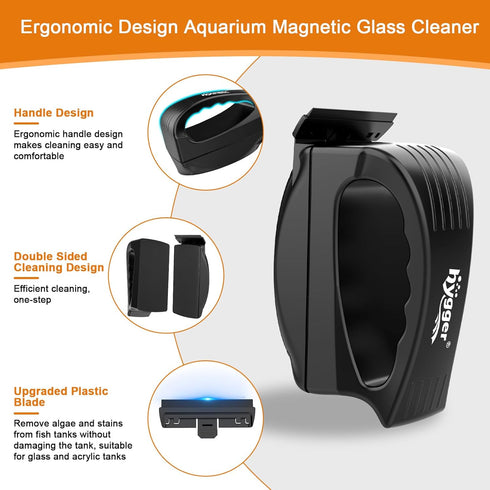 0.1-0.2 Inch hygger Aquarium Strong Magnetic Glass Cleaner, Professional Fish Tank Algae Magnet Cleaning Tool