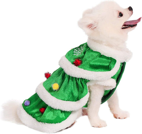 Dog Christmas Tree Costume, Winter Fleece Coat Clothes Sweater for Puppy Xmas Outfit Apparel