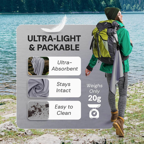 Backpacking Ultralight Quick Dry Microfiber Soft Fast Drying Hand and Face Towel Wash Cloth Camping Yoga Hiking Active