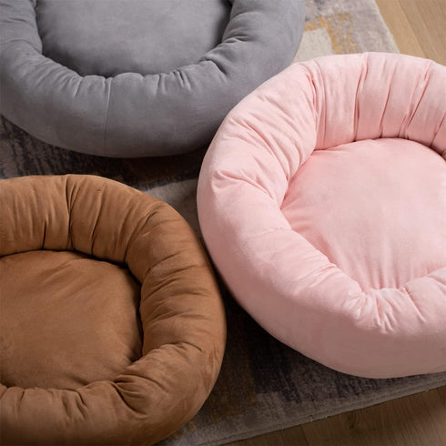KASENTEX Dog Bed, Round Dog Beds for Medium/Large Dogs, Anti Slip and Machine Washable, Pink 27x27 Inches