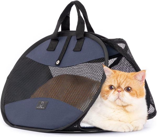 A4Pet Cat Travel Carrier - Collapsible Airline Approved Bag with Zipper Lock and Removable Washable Mat for Indoor &