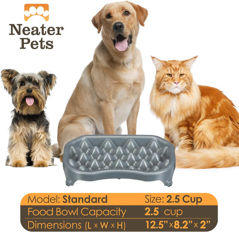 Neater Pet Brands - Neater Slow Feeder - Fun, Healthy, Stress Free Dog Bowl Helps Stop Bloat Prevents Obesity Improves Digestion (2.5 Cup, Silver Metallic)
