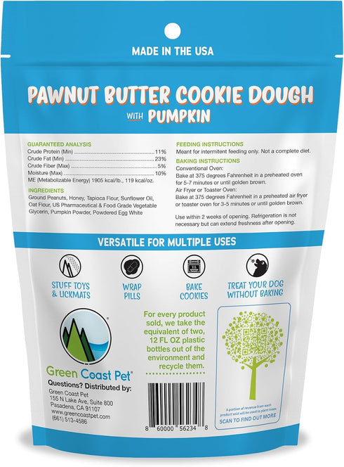 5 oz Pawnut Butter The Dough-Pumpkin Cookie Dough For Dogs Digestive, Soft Treats with Real Peanut Butter, Made