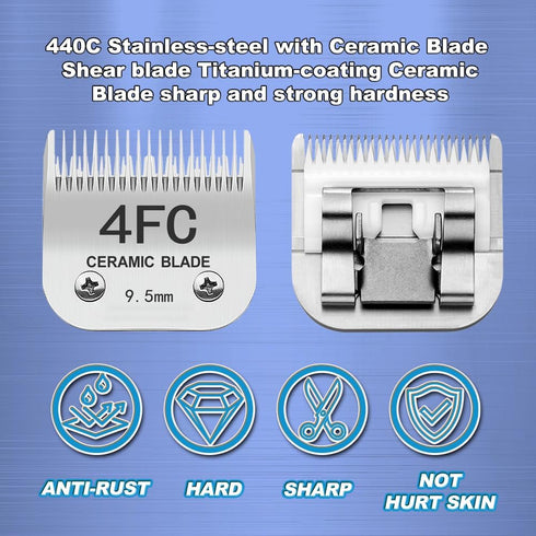 10# Blade Replacement for Andis Dog Grooming Clippers, Detachable Ceramic Blade, Size-10#, 1/16-Inch