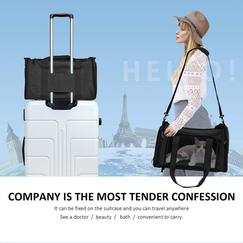 Henkelion Pet Carrier for Small Medium Cats Dogs Puppies up to 15 Lbs - TSA Airline Approved Soft Sided, Collapsible