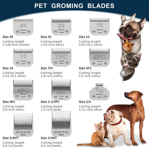 4FC Pet Dog Grooming Kit with Detachable Ceramic Blades, Compatible with Andis, Oster A5, Wahl KM10 Clippers