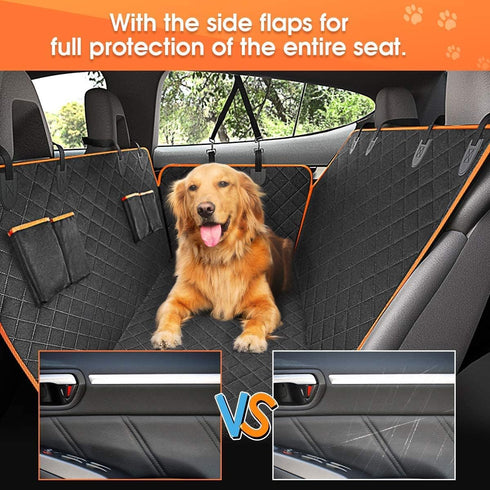 Giomoc Hammock 4 Dog Car Seat Cover for Back Seat, Waterproof Seat Protector Scratchproof Pet with Bags Side Flaps