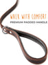 Mighty Paw Leather Dog Leash for Large Breeds, 6 Ft with Soft Padded Handle and Extra D-Ring for Waste Bags
