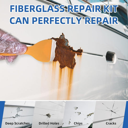 FENFANDAS Fiberglass Boat Repair Kit White, Gel Coat Repair Kit for Boats, Marine Fiberglass Repair Kit for Boats