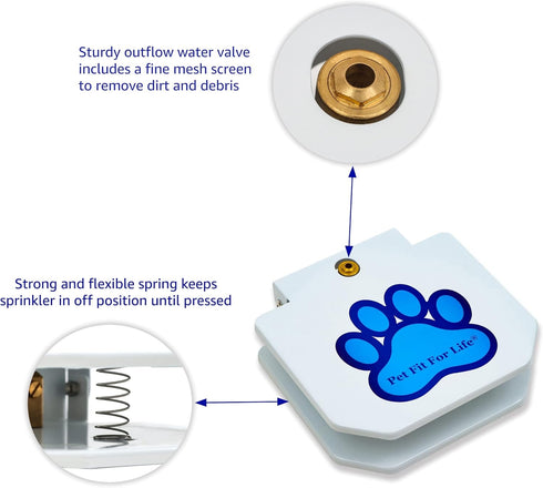 Pet Fit For Life Step-On Dog Pedal Water Fountain - Sprinkler Toy for Drinking and Water-Play, includes Giant Tennis