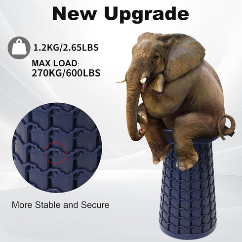 18.1",600Lbs ALEVMOOM Upgraded Collapsible Stool with Thickened Cushion Max Weight Wider & Taller Pop Up Stool, Heavy