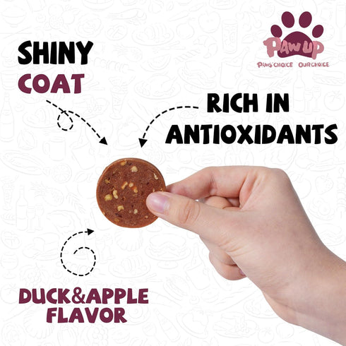 12.5 oz PAWUP Duck Jerky Dog Treats Duck & Apple Sausage Slices, Training Treats with Taurine for Small, Medium & Large