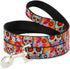 Buckle-Down Pet Leash - Sugar Skull Starburst White/Multi Color - 4 Feet Long, 1" Wide