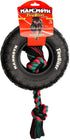 Mammoth TireBiterII with Cotton-Poly Rope – Natural Rubber Dog Toys for Extreme Chewers – Dog Toys for Extra Long Interactive Play – Aggressive Chewer Toys for Medium - Large Dogs - Large 6”