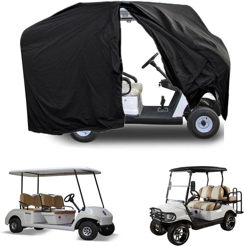 Golf Cart Covers for 4 Passenger+2 Passenger, 420D Heavy Duty Waterproof Windproof for EZGO Club Car Yamaha