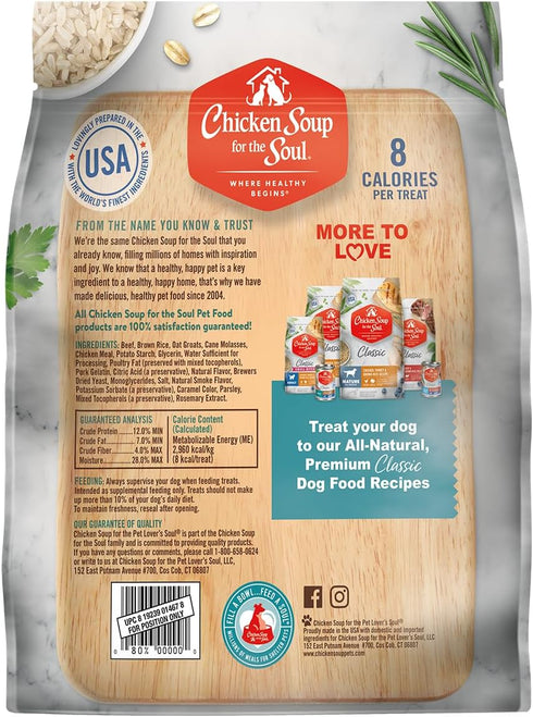 16oz Chicken Soup for The Soul All Natural Premium Savory Snacks Soft & Chewy Dog Treats, Real Beef First Ingredient