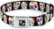 Sugar Skull Outline Dog Collar, Seatbelt Buckle Black Multi Color, 18 to 32 Inches, 1.5 Inch Wide