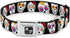 Sugar Skull Outline Dog Collar, Seatbelt Buckle Black Multi Color, 18 to 32 Inches, 1.5 Inch Wide
