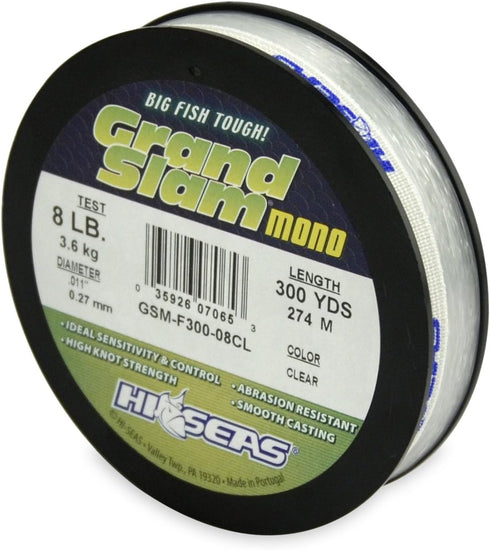 HI-SEAS Grand Slam Monofilament Fishing Line - Strong & Abrasion Resistant in Clear, Pink, Green, Smoke Blue, Fluorescent Yellow Freshwater & Saltwater - Filler Spool by Hi-Seas