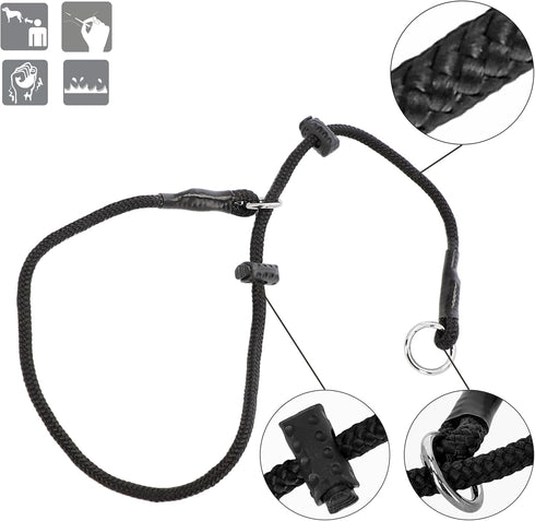Dingo Gear Choke Collar for Dog Training, Handmade of Cord with 2 Limiters, Waterproof Black
