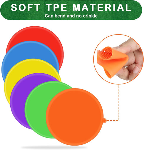 ZIECE 4inch 24/36/60 Poly Spot Markers Poly Spots for Gym Floor, Pcs Flat Cones Non-Slip Rubber Floor Dots Agility