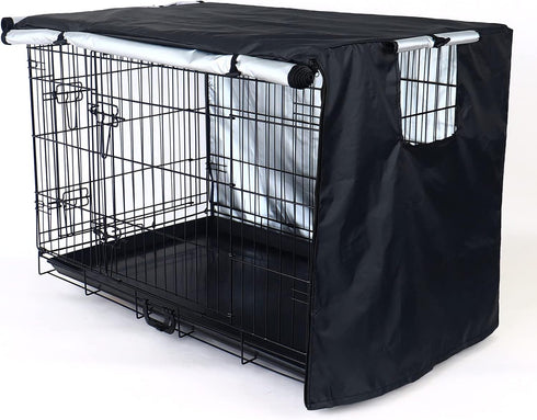 Durable Dog Crate Cover-Double Door, Pet Kennel Cover Waterproof Anti-UV Dog Cage Cover Fit for 24-54 inches Crate -Black by kefit