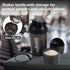 Protein Shaker Bottle - Leak Proof Sports Water Bottle for Protein Mixer, 16 oz Shake Cup with Storage (Black)