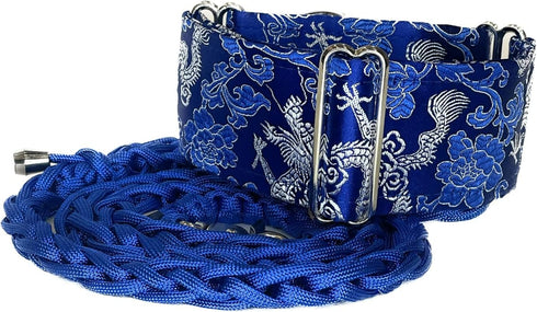 Extra Soft Martingale Dog Collar and Leash Set for Greyhound Saluki Whippet (2" Wide, L 14"-18")
