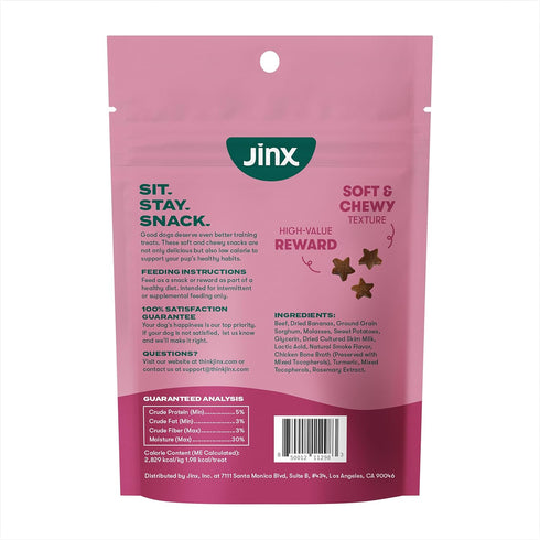 4oz, 6 Pack Jinx Beef & Banana Training Treats for Dogs and Puppies, Low-Calorie, All Natural, Slow-Smoked Real Beef
