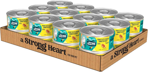 A Strong Heart Canned Wet Cat Food, Prime Filets Chicken Dinner in Gravy, 5.5 oz Cans (Pack of 24)