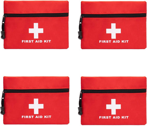Red Emergency Pouch | Small Travel Rescue Pouch for Car, Home, Office, Kitchen, Outdoors | Empty First Aid Bag (6.3x4.3