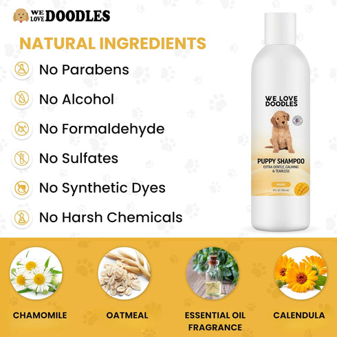 Puppy Shampoo & Conditioner, Made in USA, Tear Free, Best Shampoo for Puppies with Sensitive Skin, Mango, 8oz